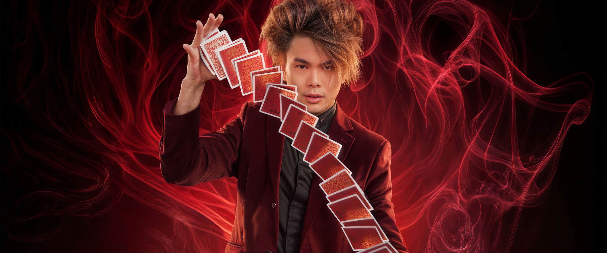 Shin Lim doing a magic trick with cards