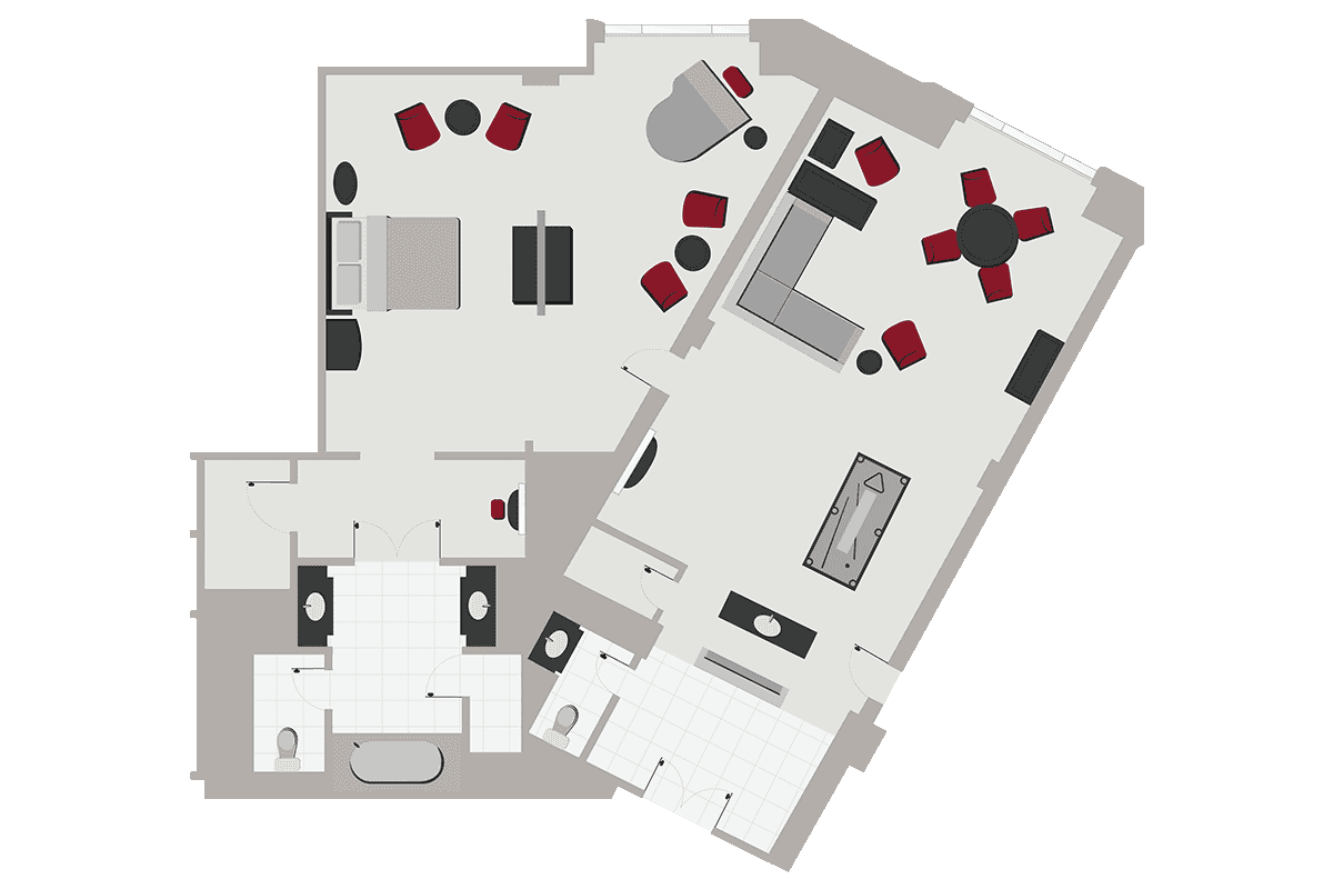 Executive one bedroom king suite floor plan