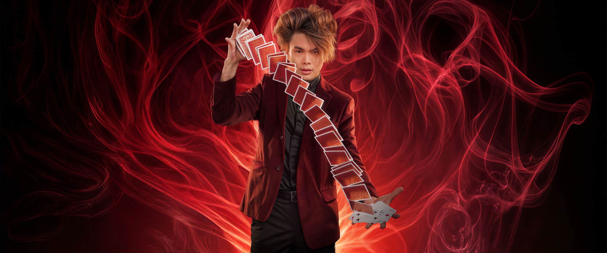 Shin Lim doing a magic trick with cards