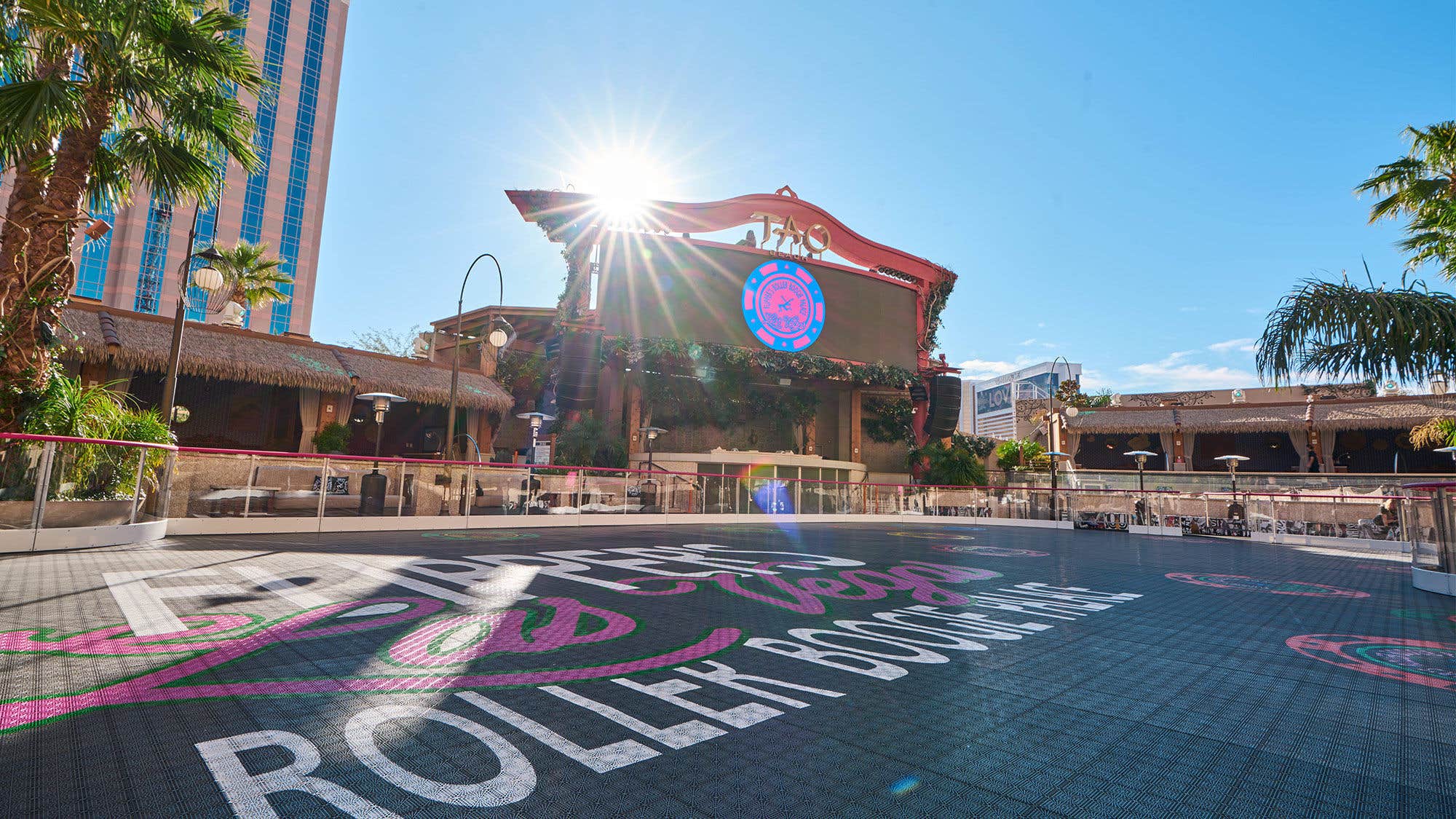 A view of Flipper's Roller Boogie Palace from the skating rink floor