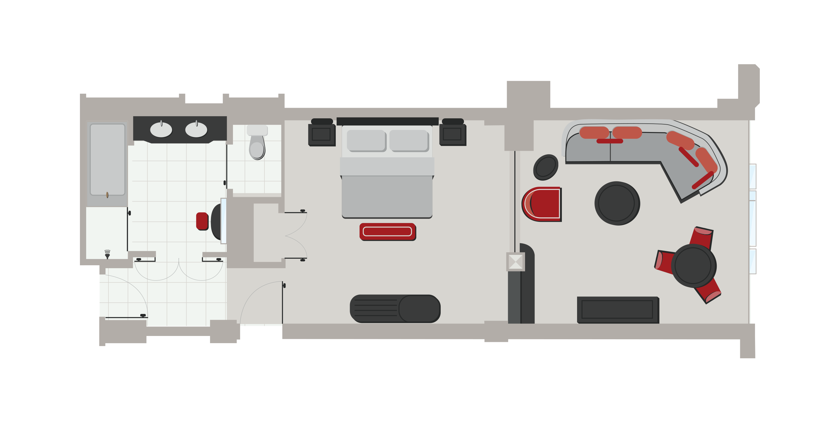 Floor plan of Newly Remodeled Luxury King Suite at The Venetian Resort.