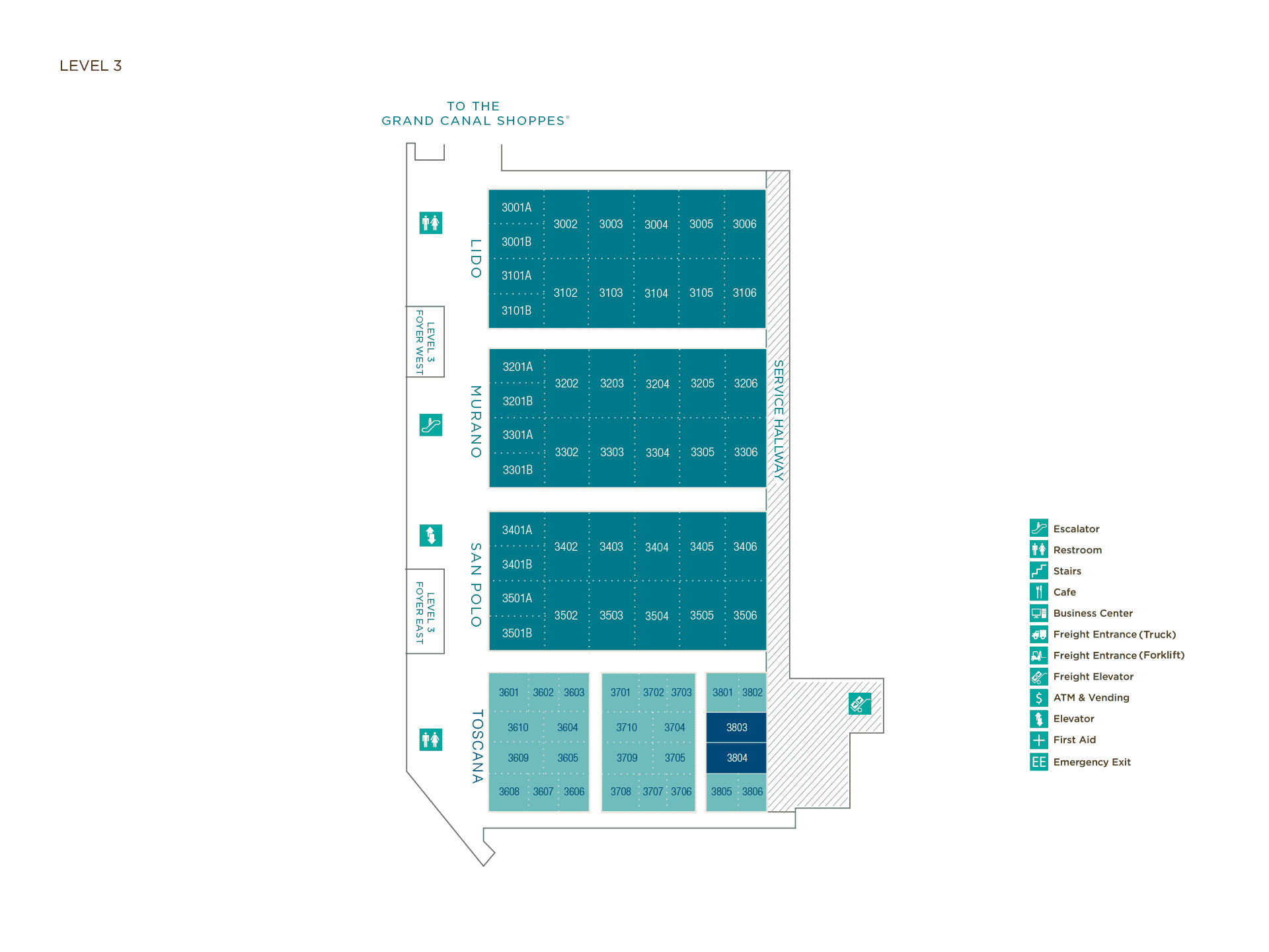 The Venetian Expo level 3 floorplan