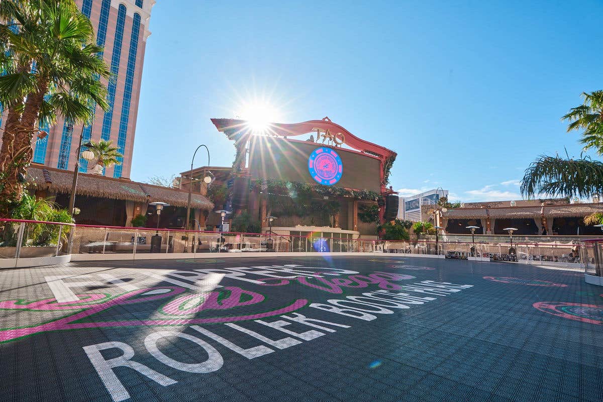 A view of Flipper's Roller Boogie Palace from the skating rink floor