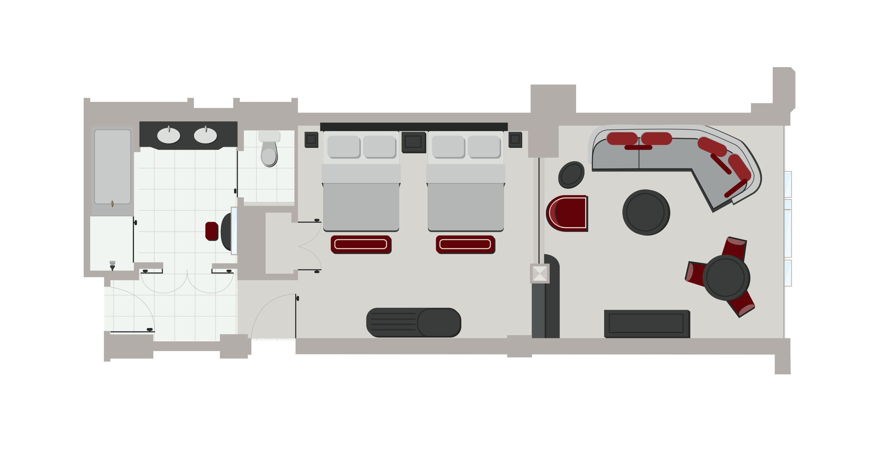 Floorplan of Newly Remodeled Luxury Two Queen Suite at The Venetian Resort.