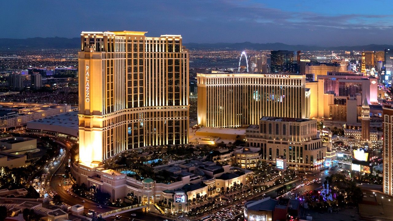 The exterior of the Venetian and Palazzo towers