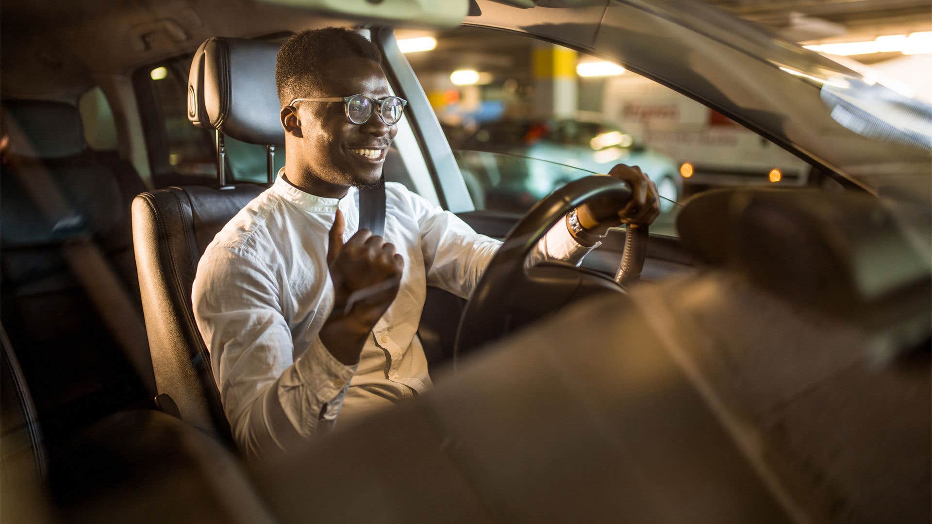 A person driving a vehicle