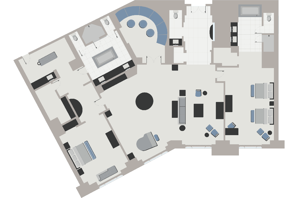 Penthouse two bedroom suite floor plan