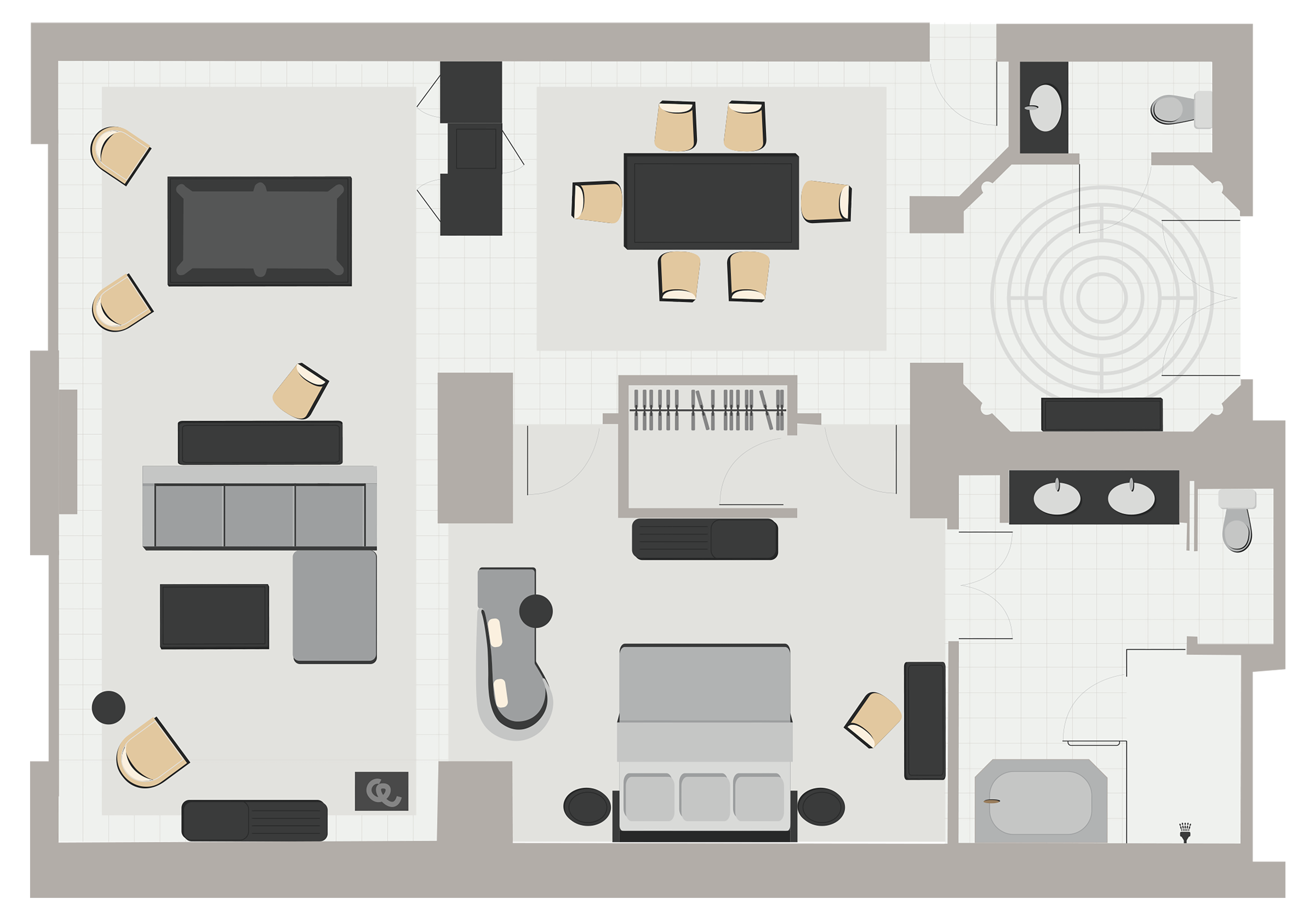 Newly Remodeled Grand King Suite Floor Plan