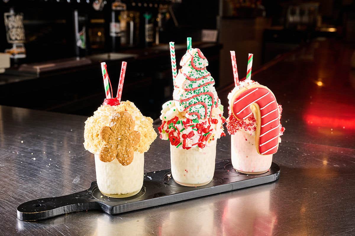 Three festive milkshakes