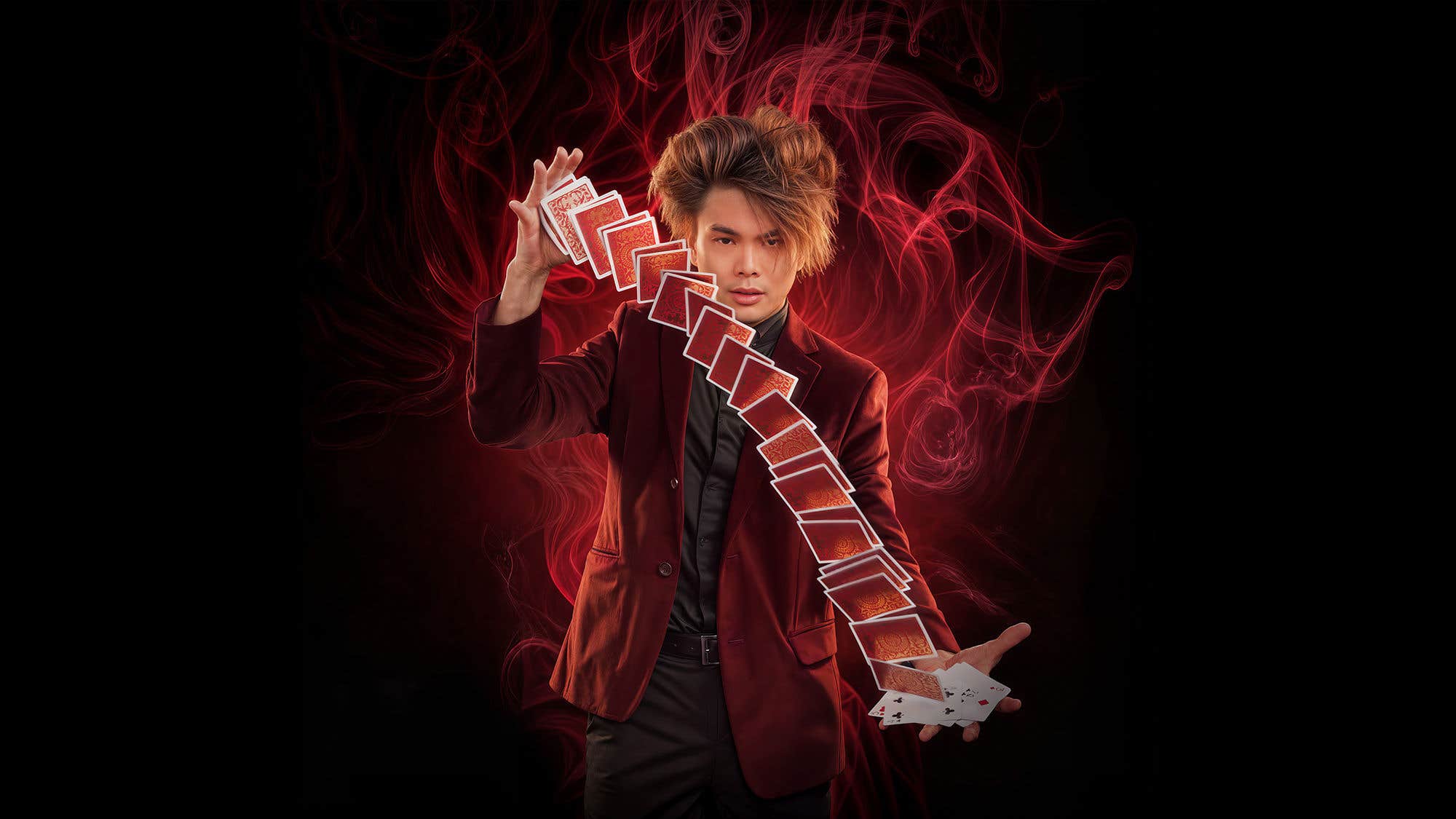 Shin Lim doing a magic trick with cards