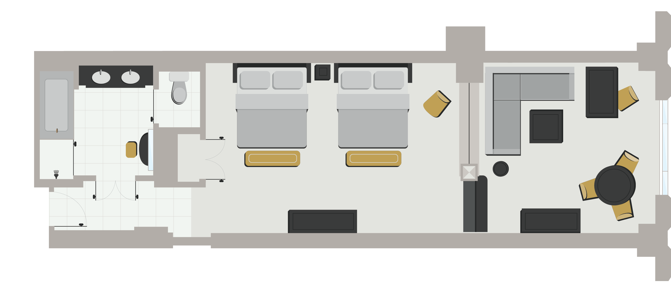 Luxury 2 queen suite floor plan