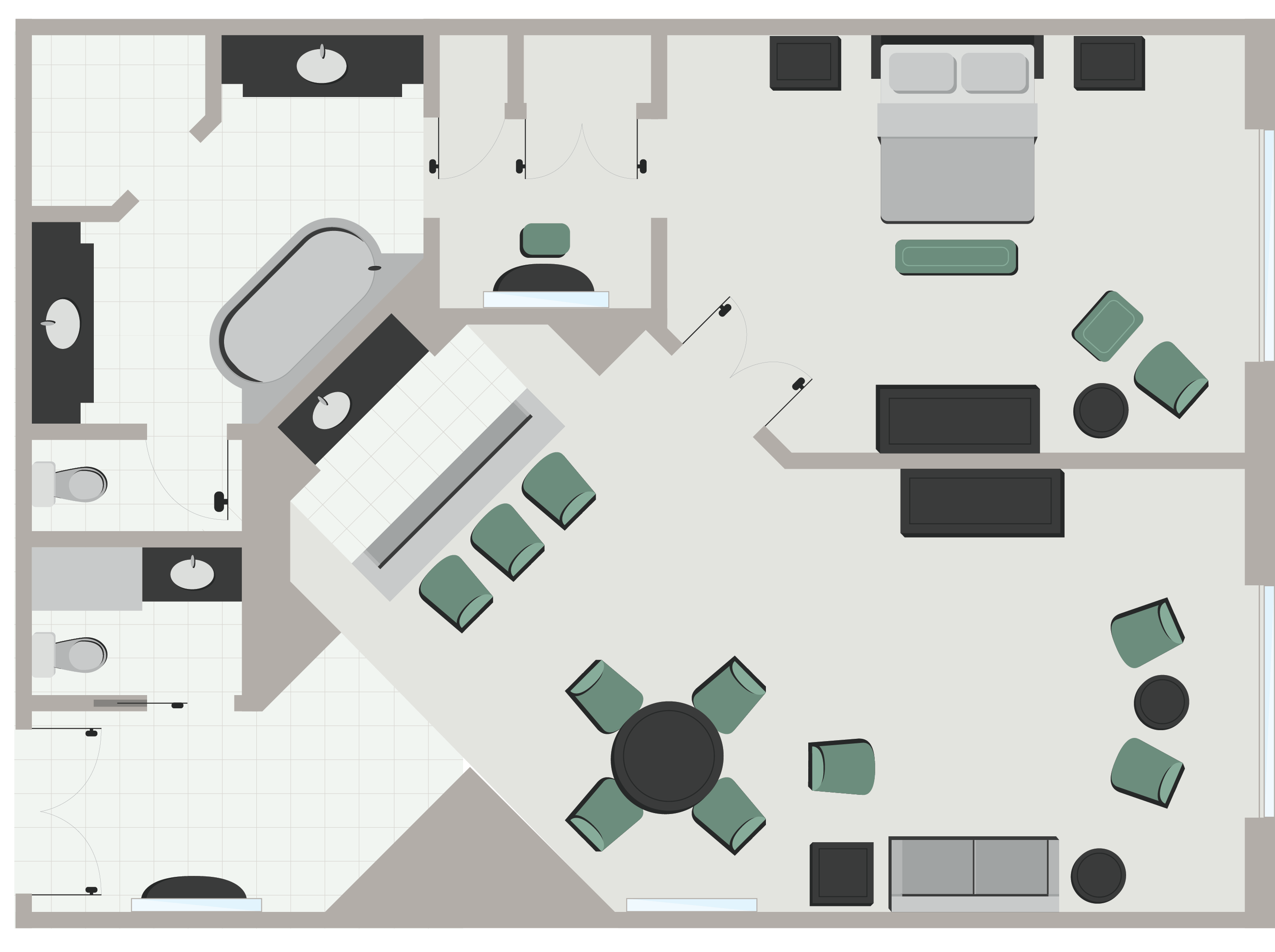 Grand one bedroom suite floor plan